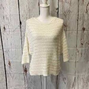 Magaschoni Cream Open Knit Sweater | Luxury Textured Knit Size S